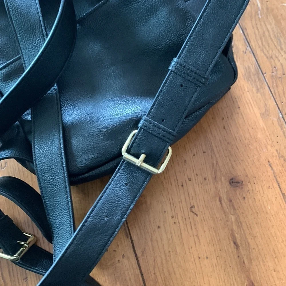 Betsey Johnson Black Hearts and Bow Mini Backpack with Gold Hardware 8.5 x 9”
